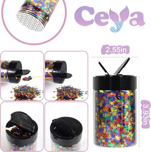 Ceya 3D Star 5mm Confetti Glitter, 1.6oz/ 47g Gold Christmas Chunky Glitter Resin Sparkle Flakes Iridescent Halloween Nail Sequin for Crafts Tumblers, DIY Nail, Mold Art, Birthday Party Festival Decor in Kuwait