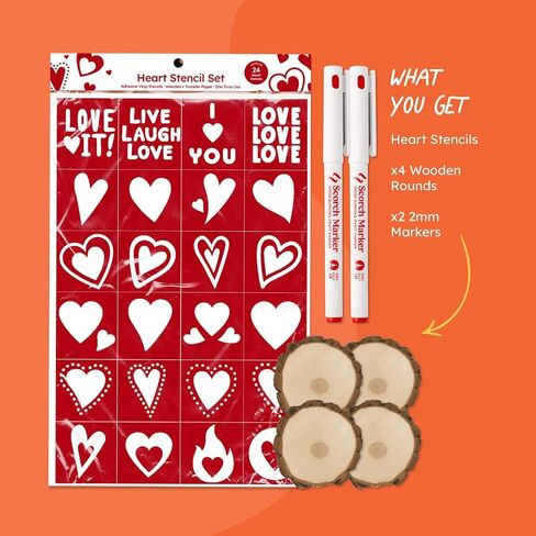 Scorch Marker Date Night DIY Woodburning Bundle, Includes 2 (2mm), 4 Sourwood Wood Slices, Heart Stencil Kit - Perfect for Creating Custom Coasters and Ornaments On Your Special Date in Kuwait