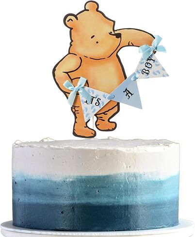 Winnie Cake Topper It's A Boy For Baby Shower Decorations Birthday Party Cake Decorations Party Supply(Blue) in Kuwait