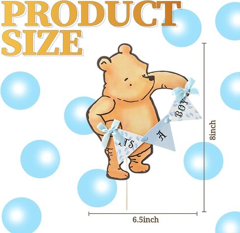 Winnie Cake Topper It's A Boy For Baby Shower Decorations Birthday Party Cake Decorations Party Supply(Blue) in Kuwait