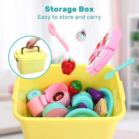 مجموعة ألعاب الشاي من كيوت ستون للفتيات الصغار، مجموعة حفلات الشاي للأطفال تتضمن غلاية مع ضوء وموسيقى، إبريق الشاي، الحلوى، الكوكيت، إكسسوارات حفلات الشاي وحقيبة حمل، لعبة المطبخ التظاهري للأطفال in Kuwait