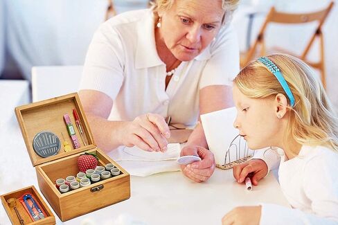 Sewing Kit Basket, Wooden Sewing Box with Accessories, Home Sewing Repair Tool Kit Sewing Starter Kit for Adults Kids in Saudi Arabia