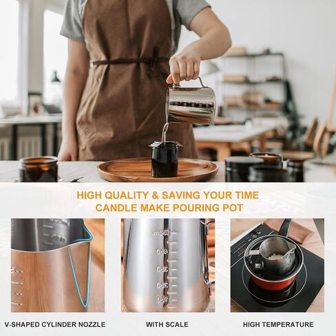 Ziosxin Candle Making Kit, DIY Candle Craft Tools Including 1pcs Wax Melting Pot, 100pcs Candle Wicks, 100pcs Candle Wicks Sticker and 50pcs Candle Wicks Holder in Kuwait