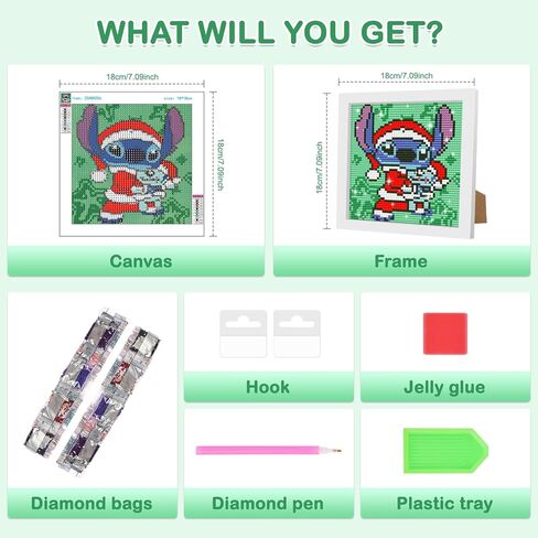 مجموعات الرسم الماسي 5D للأطفال البالغين مع إطار خشبي، غرزة DIY حفر كامل الماس جوهرة الفن للأطفال، والفنون والحرف اليدوية للفتيات الأولاد هدايا عيد ميلاد ديكور جدار المنزل in Kuwait