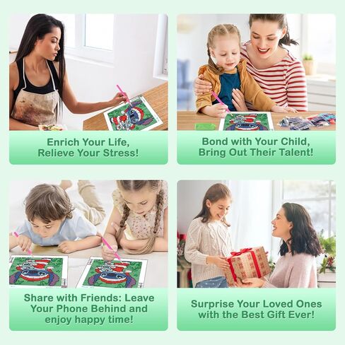 مجموعات الرسم الماسي 5D للأطفال البالغين مع إطار خشبي، غرزة DIY حفر كامل الماس جوهرة الفن للأطفال، والفنون والحرف اليدوية للفتيات الأولاد هدايا عيد ميلاد ديكور جدار المنزل in Kuwait