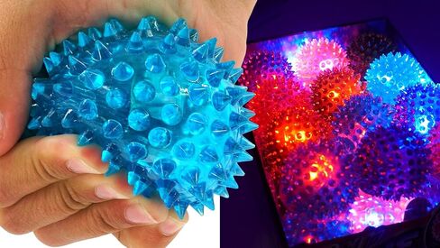 JA-RU Light Up Rubber Spike Balls Fidget Toy (4 Pk) 695-4p | Flashing Lights Bouncing Sensory Ball for Kids. Bulk Fidget Toy, Plus 1 Bouncy Ball. in Saudi Arabia