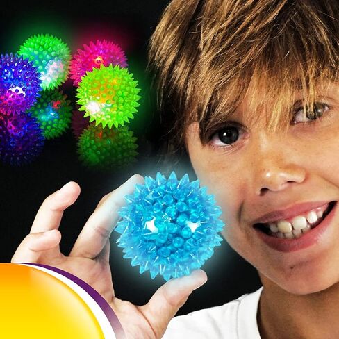 JA-RU Light Up Rubber Spike Balls Fidget Toy (4 Pk) 695-4p | Flashing Lights Bouncing Sensory Ball for Kids. Bulk Fidget Toy, Plus 1 Bouncy Ball. in Saudi Arabia