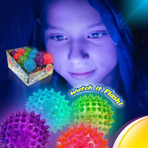 JA-RU Light Up Rubber Spike Balls Fidget Toy (4 Pk) 695-4p | Flashing Lights Bouncing Sensory Ball for Kids. Bulk Fidget Toy, Plus 1 Bouncy Ball. in Saudi Arabia
