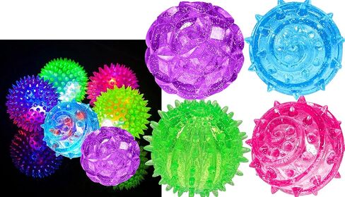 JA-RU Light Up Rubber Spike Balls Fidget Toy (4 Pk) 695-4p | Flashing Lights Bouncing Sensory Ball for Kids. Bulk Fidget Toy, Plus 1 Bouncy Ball. in Saudi Arabia