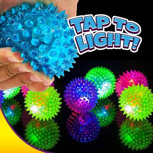 JA-RU Light Up Rubber Spike Balls Fidget Toy (4 Pk) 695-4p | Flashing Lights Bouncing Sensory Ball for Kids. Bulk Fidget Toy, Plus 1 Bouncy Ball. in Saudi Arabia