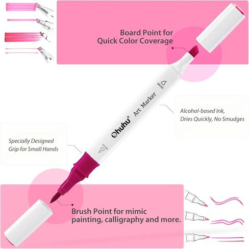 Ohuhu Alcoohol Markers Brush Chisel 48 Colors for Beginner Great Value Pack in Kuwait
