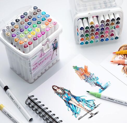 Ohuhu Alcoohol Markers Brush Chisel 48 Colors for Beginner Great Value Pack in Kuwait