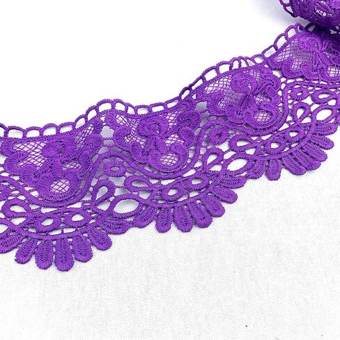 Heyiwell 3Yard Black Inelastic Hollow Out Floral Embroidered Lace Edge Trim Ribbon for Sew Clothes Dress Wedding Party Curtain Tablecloth Decor 10cm(4"Inch) in Kuwait