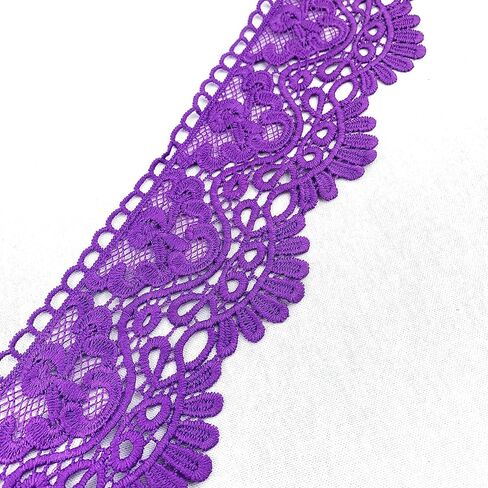 Heyiwell 3Yard Black Inelastic Hollow Out Floral Embroidered Lace Edge Trim Ribbon for Sew Clothes Dress Wedding Party Curtain Tablecloth Decor 10cm(4"Inch) in Kuwait