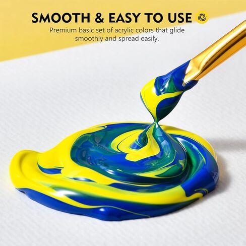 مجموعة طلاء أكريليك ماجيك فلاي 36 قطعة، 24 لونًا (12 مل/0.4 أونصة) مجموعة طلاء أكريليك أصباغ غنية مع 6 فرش طلاء، 3 لوحات قماشية، 1 سكاكين طلاء، 1 لوحة وإسفنجة، هدايا مثالية للمبتدئين والأطفال in Kuwait