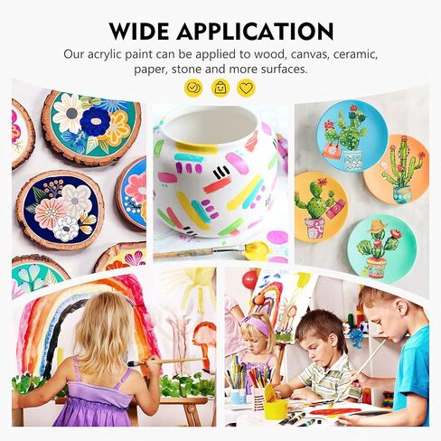 مجموعة طلاء أكريليك ماجيك فلاي 36 قطعة، 24 لونًا (12 مل/0.4 أونصة) مجموعة طلاء أكريليك أصباغ غنية مع 6 فرش طلاء، 3 لوحات قماشية، 1 سكاكين طلاء، 1 لوحة وإسفنجة، هدايا مثالية للمبتدئين والأطفال in Kuwait