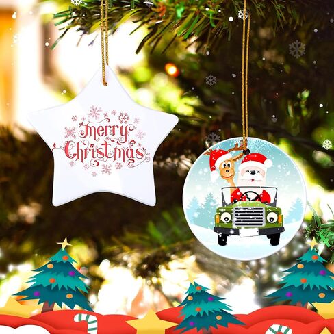 15 Pieces Sublimation Ceramic Ornament Blanks Bulk Pentacle Porcelain Pendants Ceramic Ornament for Christmas Tree DIY Personalized Disc Crafts Decoration in Saudi Arabia