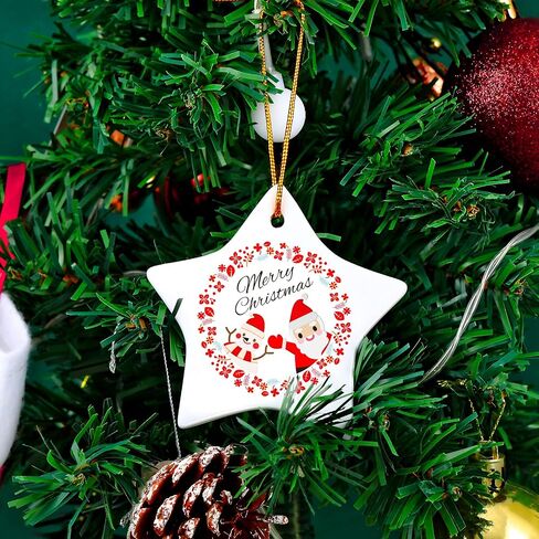 15 Pieces Sublimation Ceramic Ornament Blanks Bulk Pentacle Porcelain Pendants Ceramic Ornament for Christmas Tree DIY Personalized Disc Crafts Decoration in Saudi Arabia