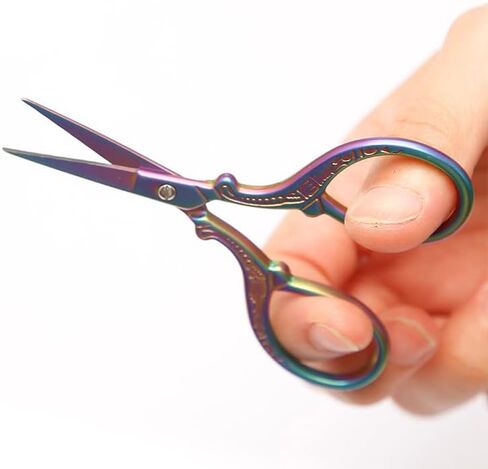 3.6 inch Small Sewing Scissors, Mini Scissors in a Pouch, All Purpose with Leather Sheath Cover, Color PINK Green in Saudi Arabia