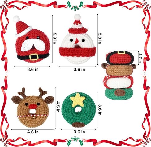 مجموعات كروشيه عيد الميلاد من HUAKENER، مجموعة كروشيه للمبتدئين مع دروس فيديو خطوة بخطوة، تعلم مجموعات الكروشيه للبالغين والأطفال، لوازم حرفية DIY لديكور عيد الميلاد والهدايا (40%+ غزل) in Kuwait