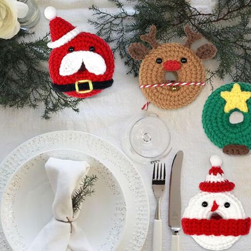 مجموعات كروشيه عيد الميلاد من HUAKENER، مجموعة كروشيه للمبتدئين مع دروس فيديو خطوة بخطوة، تعلم مجموعات الكروشيه للبالغين والأطفال، لوازم حرفية DIY لديكور عيد الميلاد والهدايا (40%+ غزل) in Kuwait