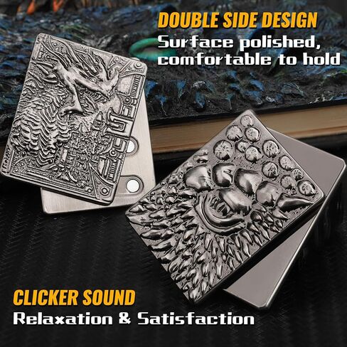 Dragon Poker Fidget Slider Toy for Kids Adults, Metal EDC Finger Card Clicker with Tick Sound for Stress Relief, Novelty Hand Fidget Spinner Gadgets Gifts for Classroom Prizes Desk Toy Art Decoration in Kuwait