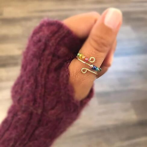 fayudawei to my Daughter قوس قزح الخرز تململ الدائري من أمي، قابل للتعديل حلقات تململ مفتوحة للقلق للنساء حبة الغزل محرك بعيدا القلق للفتيات هدية المجوهرات in Kuwait