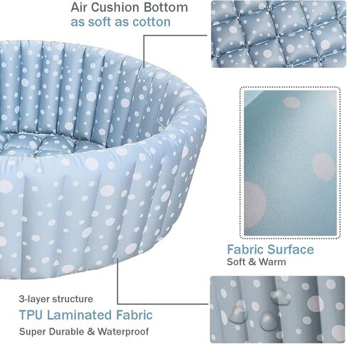 مجموعة ألعاب كرات قابلة للنفخ للأطفال من XDEMODA إن كلاود - تصميم منقط منقط باللون الوردي والأزرق والرمادي، باستخدام نسيج من البولي يوريثان اللدن بالحرارة المقاوم للصدمات فائق القوة مع حقيبة مضخة. in Kuwait
