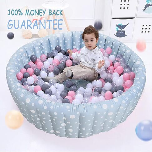 مجموعة ألعاب كرات قابلة للنفخ للأطفال من XDEMODA إن كلاود - تصميم منقط منقط باللون الوردي والأزرق والرمادي، باستخدام نسيج من البولي يوريثان اللدن بالحرارة المقاوم للصدمات فائق القوة مع حقيبة مضخة. in Kuwait