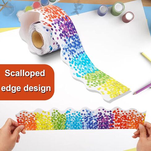 59ft Bulletin Board Borders Confetti Border, Colorful Scalloped Border Trim for Classroom Decoration in Kuwait