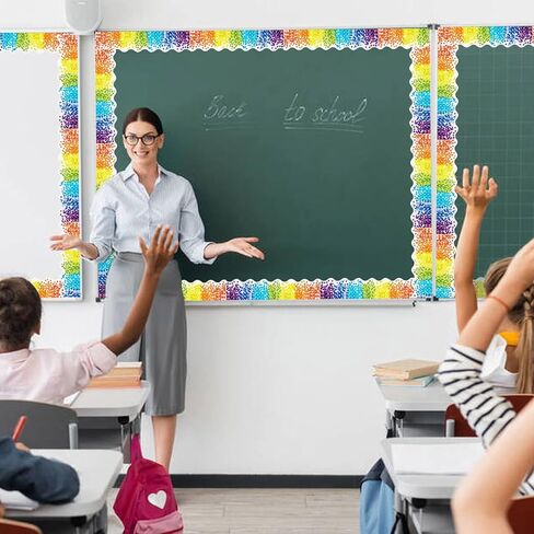 59ft Bulletin Board Borders Confetti Border, Colorful Scalloped Border Trim for Classroom Decoration in Kuwait