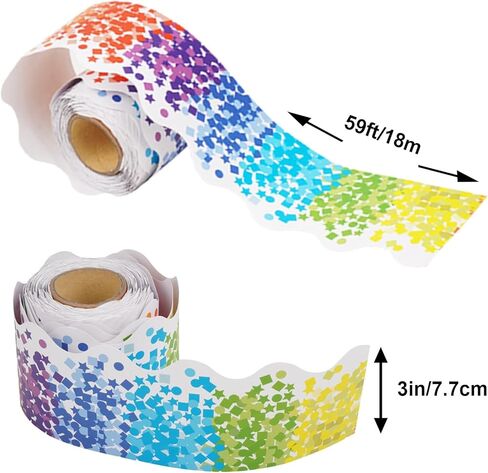 59ft Bulletin Board Borders Confetti Border, Colorful Scalloped Border Trim for Classroom Decoration in Kuwait