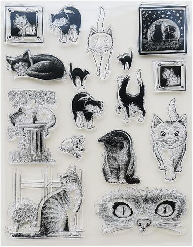 Abchoice Cats Clear Stamps - Reusable Stamp for DIY Scrapbooking & Card Making Decoration (5.5" x 7.1") in Saudi Arabia