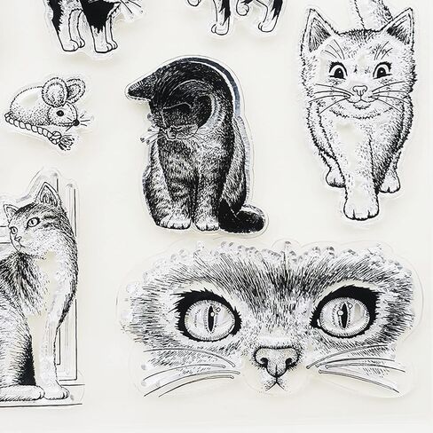 Abchoice Cats Clear Stamps - Reusable Stamp for DIY Scrapbooking & Card Making Decoration (5.5" x 7.1") in Saudi Arabia