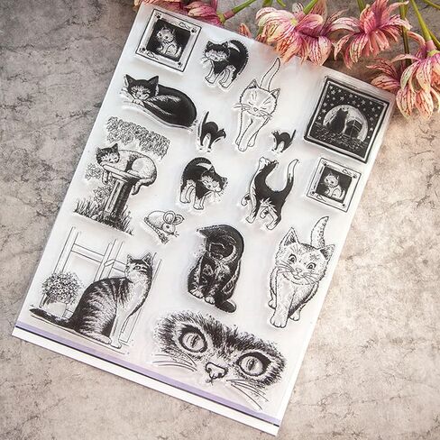 Abchoice Cats Clear Stamps - Reusable Stamp for DIY Scrapbooking & Card Making Decoration (5.5" x 7.1") in Saudi Arabia