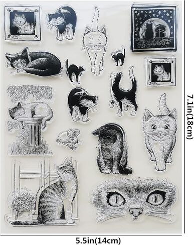 Abchoice Cats Clear Stamps - Reusable Stamp for DIY Scrapbooking & Card Making Decoration (5.5" x 7.1") in Saudi Arabia