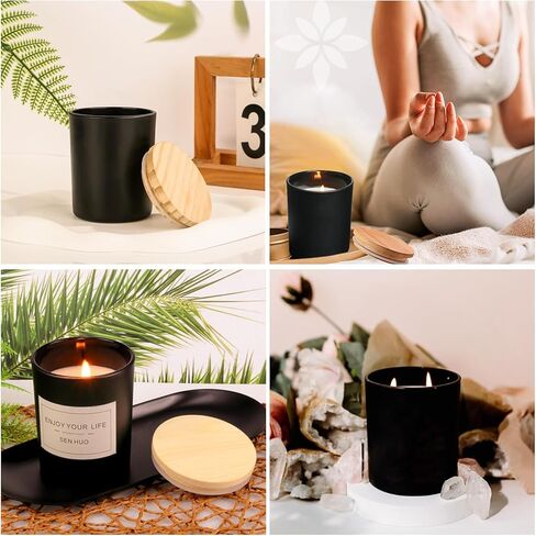 Candle Jars for Making Candles, 7.4OZ Thick Glass Candle Jars with Airtight Lids for Kitchen Bathroom,Bedroom,12Pack Small Candle Hand Making Supplies for DIY Gifts,Wedding Favor,Shower Favors(Black) in Kuwait