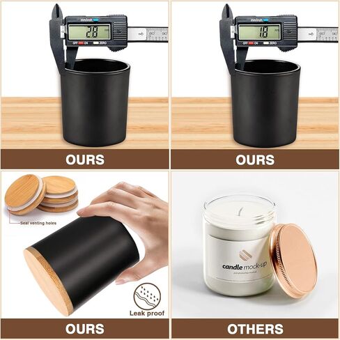 Candle Jars for Making Candles, 7.4OZ Thick Glass Candle Jars with Airtight Lids for Kitchen Bathroom,Bedroom,12Pack Small Candle Hand Making Supplies for DIY Gifts,Wedding Favor,Shower Favors(Black) in Kuwait