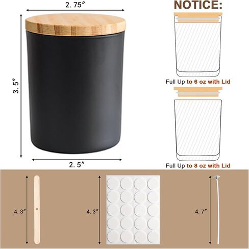 Candle Jars for Making Candles, 7.4OZ Thick Glass Candle Jars with Airtight Lids for Kitchen Bathroom,Bedroom,12Pack Small Candle Hand Making Supplies for DIY Gifts,Wedding Favor,Shower Favors(Black) in Kuwait