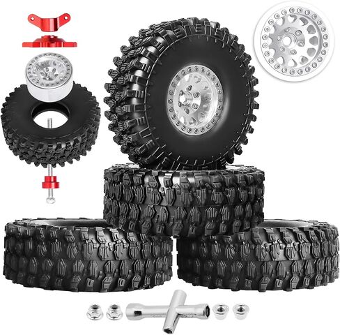 عجلات وإطارات HobbyPark 1.9 Beadlock بارتفاع 120 مم / 4.72 بوصة مع أداة تثبيت لـ Traxxas TRX4 Axial SCX10 II III Redcat Gen8 Gen7 12 مم Hex 1/10 ترقيات الزاحف، 4 مجموعات (أخضر وأسود) in Kuwait