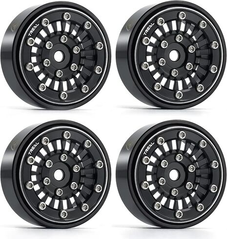عجلات TREAL SCX24 مقاس 1.0 بوصة (4P) لـ 1/24 Micro RC SCX24 Bronco Gladiator C10 Deadbolt - النوع C (أسود) in Saudi Arabia