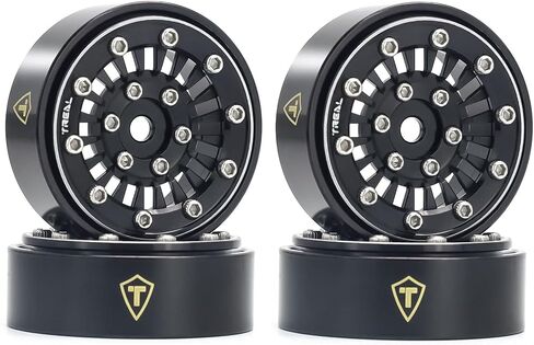 عجلات TREAL SCX24 مقاس 1.0 بوصة (4P) لـ 1/24 Micro RC SCX24 Bronco Gladiator C10 Deadbolt - النوع C (أسود) in Saudi Arabia
