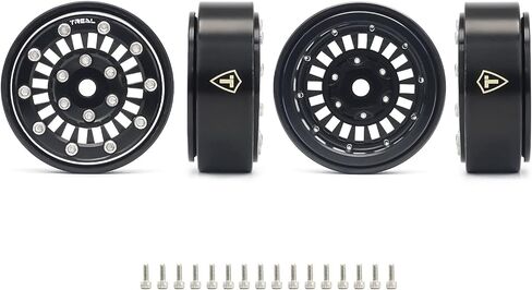 عجلات TREAL SCX24 مقاس 1.0 بوصة (4P) لـ 1/24 Micro RC SCX24 Bronco Gladiator C10 Deadbolt - النوع C (أسود) in Saudi Arabia