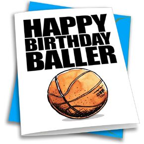 Play Strong Basketball Happy Birthday Baller Birthday Card 1-Pack (5x7) Illustrated Sports Birthday Cards Greeting Cards Awesome for Basketball Players, Coaches and Fans Birthdays, Gifts and Parties! in Saudi Arabia