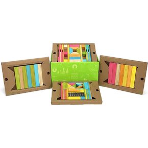 90 Piece Tegu Classroom Magnetic Wooden Block Set, Tints, 1-99 years old