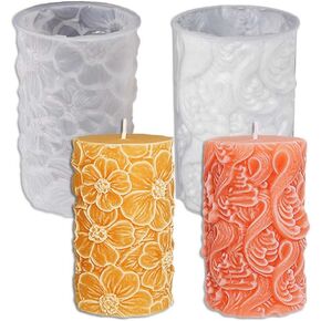 Tone Fun 3D Floral Column Shape Candle Silicone Molds for Making Candle, Resin, Aromatherapy Candles, Handmade Wax Soap, Home Decor, Craft