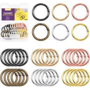 Swpeet 32Pcs 8 Colors 25mm - 1 Inch Round Spring O Rings Assortment Kit, Carbon Steel Spring Keyring Buckle Trigger Round Snap Buckle Snap Hooks O Rings Buckles for Handbag DIY Keychains Bag Purse