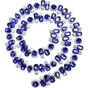 XINMILI 1 Yard Flower Rhinestone Claw Chain Welding Diamond Crystal Code Trim DIY Necklace Ribbon Clothing Luggage Accessories (2.2CM Width, Blue) in Kuwait