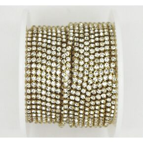 10 Yard Crystal Rhinestone Close Chain Clear Trim Sewing Craft Gold color (2mm) in Kuwait