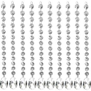 Ollain Crystal Garland Glass Crystals Beaded Trim Clear Chandelier Octagon Beads Chain for Wedding Party DIY Craft Jewelry Decoration (10Ft/10 Strands Crystal Pendants) in Kuwait